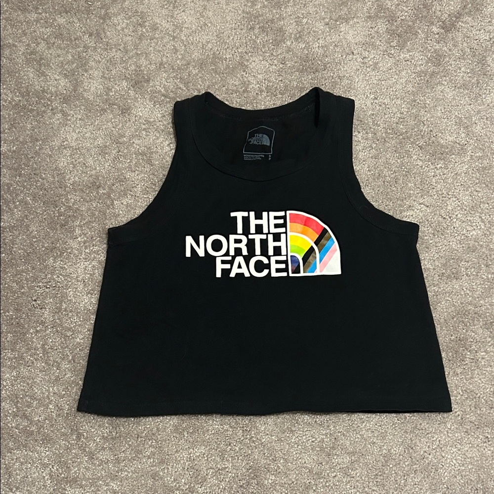 The North Face Black Tank Top with Rainbow Logo sz:small